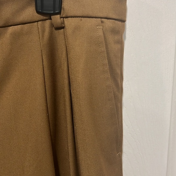 Zara women’s pleated brown wide leg trouser pants size XL NWT - Picture 4 of 12